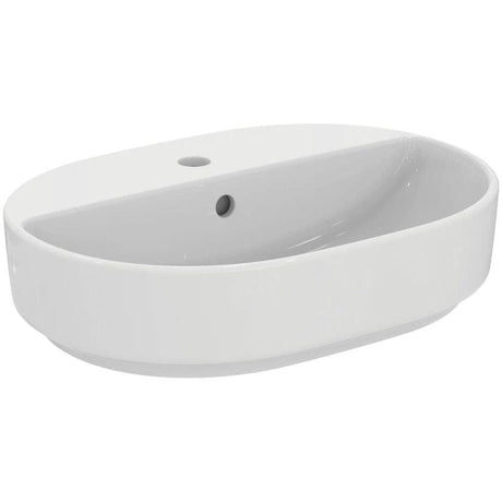 Ideal Standard Countertop Basin i.life O Oval 550mm 1 Tap Hole Countertop Basin in White Gloss