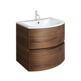 Crosswater Wall Mounted Vanity Unit Crosswater Svelte 600mm Wall Hung Vanity Unit in American Walnut with 1 Tap Hole Cast Mineral Marble Basin