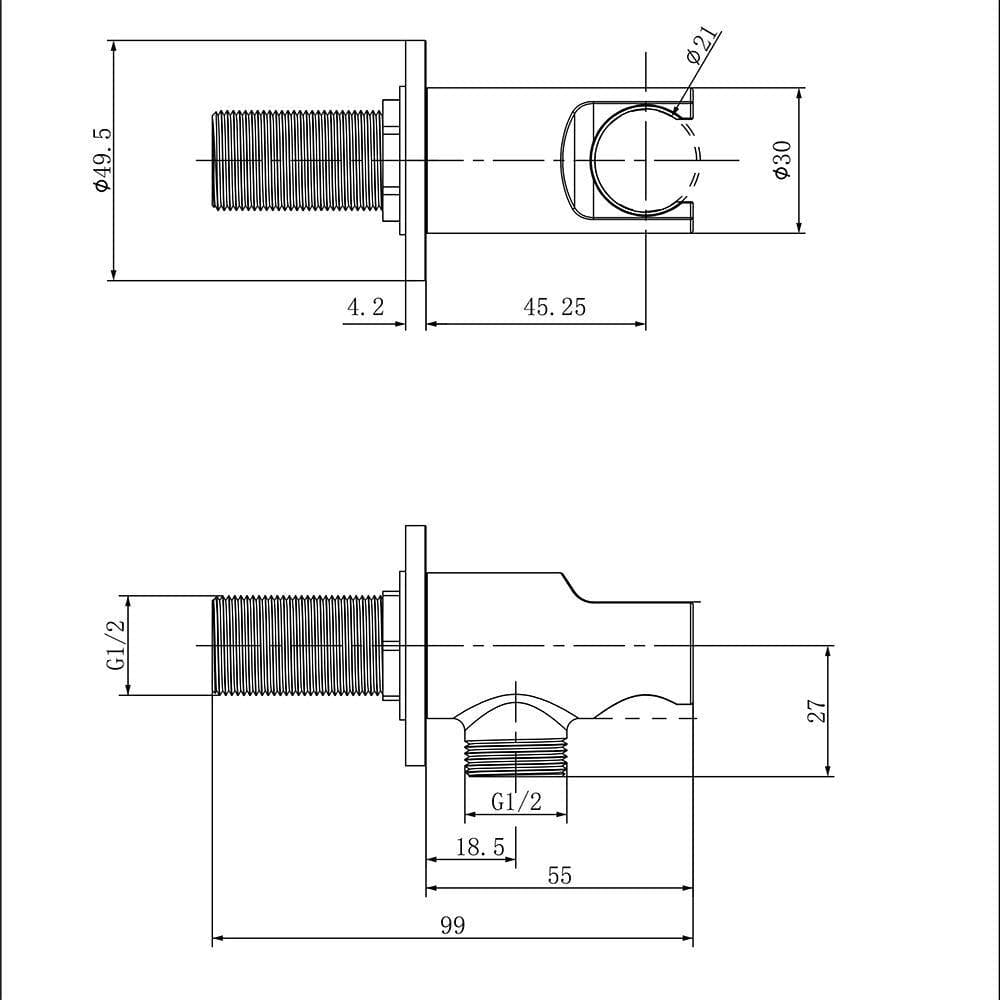Imex Shower Brackets and Outlets Imex Round Wall Outlet Elbow with Handset Bracket