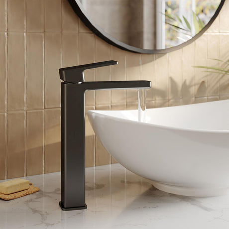 Aquarius Bathrooms Tall Basin Tap Matt Black Aquarius Tetra Tall Mono Basin Mixer Tap