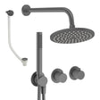 UK Bathroom Store Concealed Shower Set Slate / Wall Arm / 200mm Crosswater Module Shower Set 9 - 3 Outlet with Pencil Handset, Overhead Shower and Overflow Filler