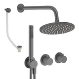 UK Bathroom Store Concealed Shower Set Slate / Wall Arm / 200mm Crosswater Module Shower Set 9 - 3 Outlet with Pencil Handset, Overhead Shower and Overflow Filler