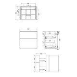 Crosswater Wall Mounted Vanity Unit Crosswater Avenue Vanity Unit with Basin - 600mm - Two Drawer - Wall Mounted