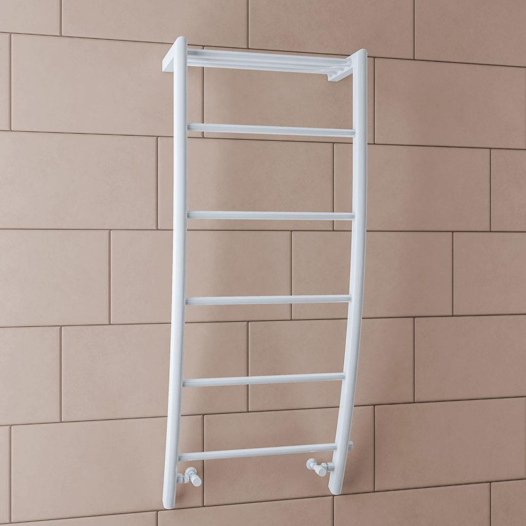 Eastbrook Ladder Rail Eastbrook Biava Corinium Vertical Designer Heated Towel Rail - 1200 x 500mm - Gloss White