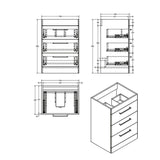 Imex Croma Floor Standing Three Drawer 600mm Vanity Unit with 1 Tap Hole Basin