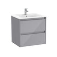Roca Wall Mounted Vanity Unit Gloss Grey Roca Tenet 600mm Wall Mounted Two Drawer Vanity Unit with Basin