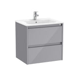 Roca Wall Mounted Vanity Unit Gloss Grey Roca Tenet 600mm Wall Mounted Two Drawer Vanity Unit with Basin