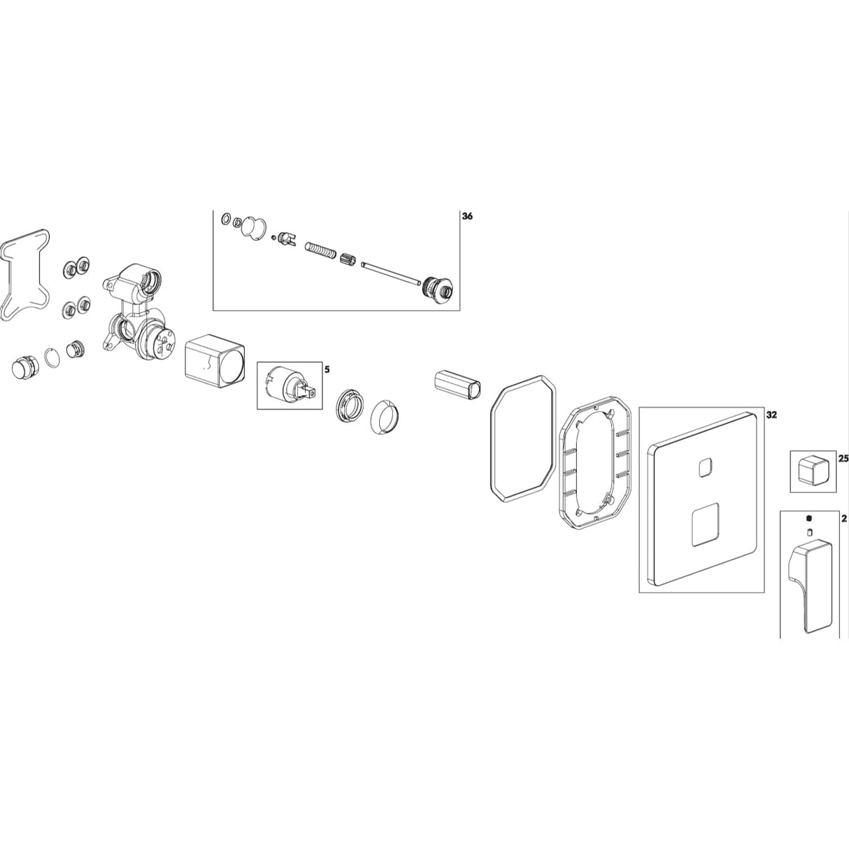 Villeroy & Boch Concealed Shower Valve Villeroy & Boch Subway 3.0 2-Outlet Single Lever Trim Set Mixer