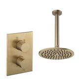 UK Bathroom Store Concealed Shower Set Brushed Brass / Ceiling Arm / 200mm Crosswater Crossbox Shower Set 1 - 1 Outlet with Fixed Overhead Shower