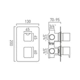 Vado Concealed Shower Valve Vado Phase 3 Outlet 2 Handle Vertical Thermostatic Shower Valve in Chrome