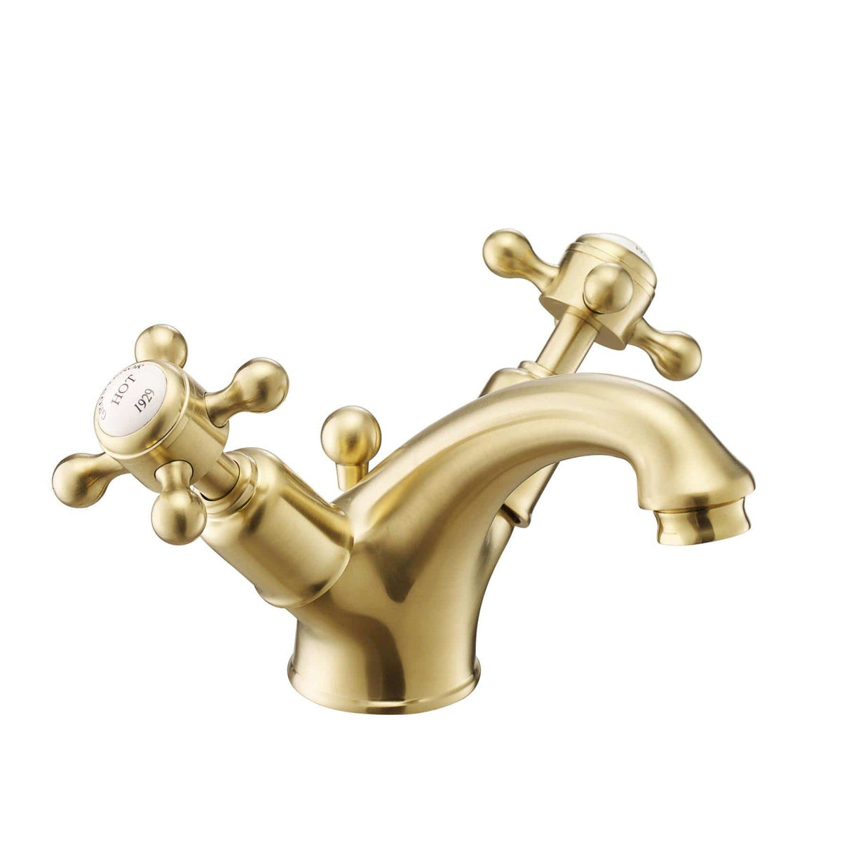 JTP Mono Basin Tap Brushed Brass JTP Grosvenor Cross Mono Basin Mixer Tap with Pop Up Waste