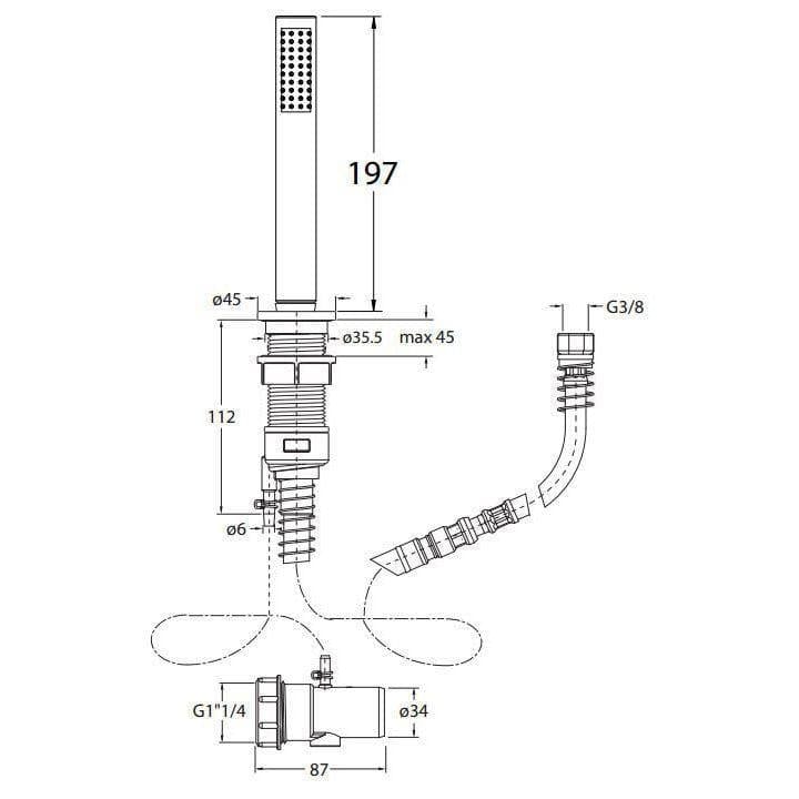 Crosswater Shower Handset Crosswater MPRO Follow Me Round Shower Handset and Hose