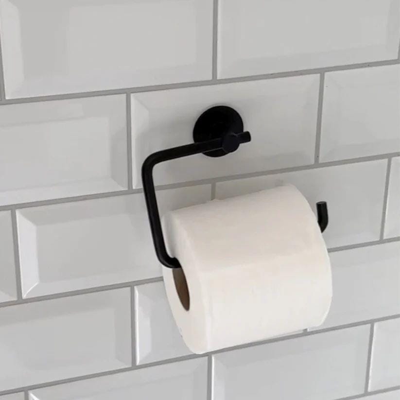 Smedbo Towel Rails and Rings Matt Black Smedbo Beslagsboden Round Self-Adhesive Swivel Toilet Roll Holder