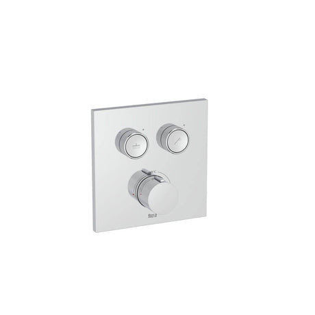Roca Concealed Shower Valve Chrome Roca T-3000 Square Bath Shower Mixer with Built-In Valve