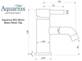 Aquarius Mono Basin Tap Aquarius Zanelli Mini Mono Basin Mixer Tap with Waste in Brushed Bronze