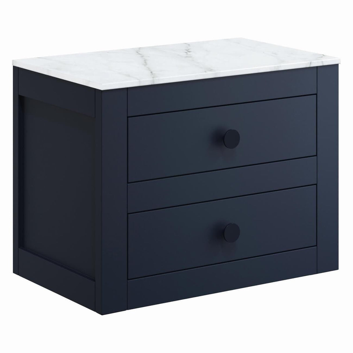 Crosswater Wall Mounted Vanity Unit Deep Indigo Blue / 610 x 460mm Crosswater Canvass Vanity Unit with White Carrara Marble Effect Worktop