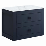 Crosswater Wall Mounted Vanity Unit Deep Indigo Blue / 610 x 460mm Crosswater Canvass Vanity Unit with White Carrara Marble Effect Worktop