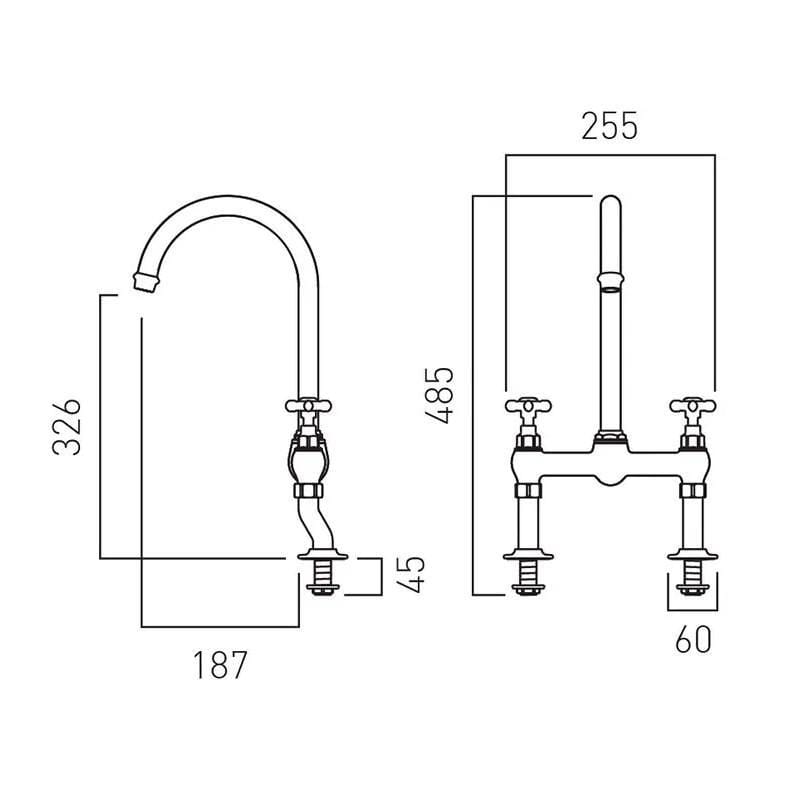 Vado Kitchen Tap Booth & Co. Axbridge Crosshead Bridge Kitchen Mixer Tap