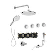 Roca Concealed Shower Set Chrome Roca T-Multi Switch Thermostatic Concealed Shower Valve with Rainshower Head, Shower Handset and  Overflow Bath Filler