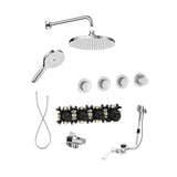 Roca Concealed Shower Set Chrome Roca T-Multi Switch Thermostatic Concealed Shower Valve with Rainshower Head, Shower Handset and  Overflow Bath Filler