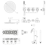UK Bathroom Store Concealed Shower Set Crosswater Module Shower Set 8 - 2 Outlet with Pencil Handset and Overhead Shower