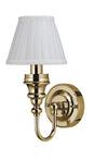 Burlington Bathroom Lighting Gold Burlington LED Ornate Bathroom Wall Light with White Fine Pleated Shade