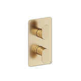 Crosswater Concealed Shower Valve Brushed Brass Crosswater Drift 2 Outlet, 2 Handle Vertical Concealed Shower Valve