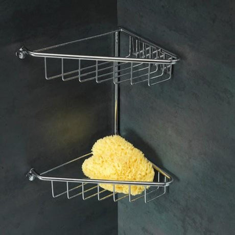 Aquarius Bathrooms Basket Chrome Aquarius 2 Tier Corner Shower Caddy