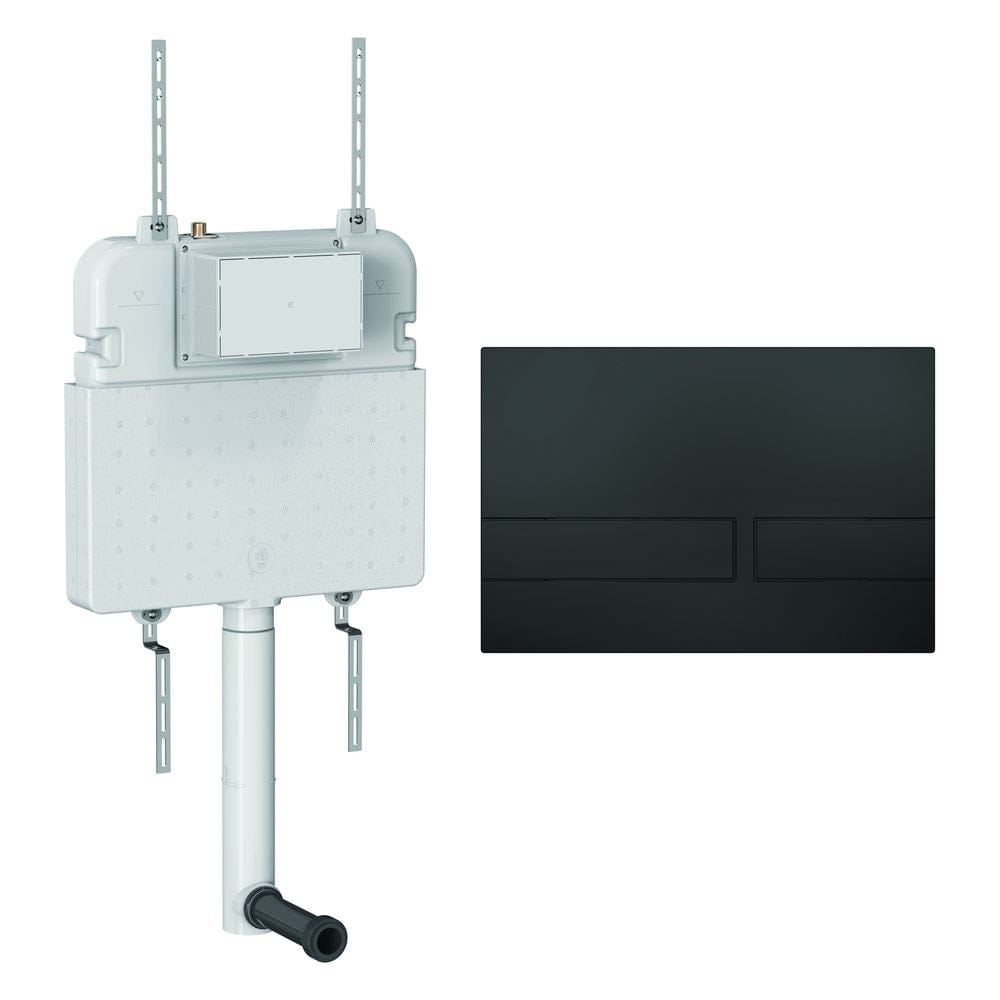 Crosswater Concealed Cistern Venue Plate in Matt Black Crosswater Dual Flush Slimline Concealed Cistern Set with Flush Plate  - 508 x 80 x  550mm