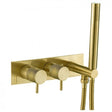 JTP Concealed Shower Set Brushed Brass JTP VOS 2 Outlet, 2 Handle, Horizontal Concealed Thermostatic Shower Valve with Handset