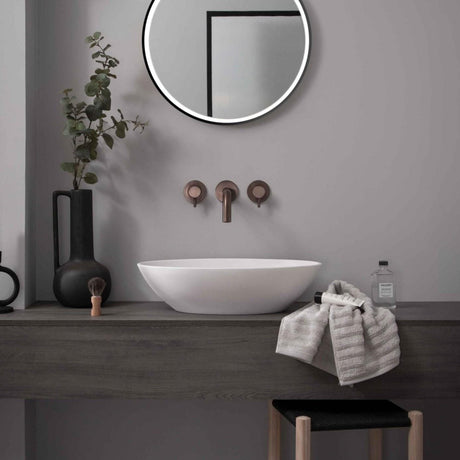 JTP Wall Mounted Basin Tap Brushed Bronze JTP VOS 3 Hole Wall Mounted Basin Mixer Tap