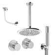 UK Bathroom Store Concealed Shower Set Chrome / Ceiling Arm / 300mm Crosswater Module Shower Set 6 - 3 Outlet with Overhead Shower, Handset and Overflow Bath Filler