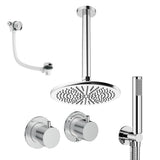 UK Bathroom Store Concealed Shower Set Chrome / Ceiling Arm / 300mm Crosswater Module Shower Set 6 - 3 Outlet with Overhead Shower, Handset and Overflow Bath Filler