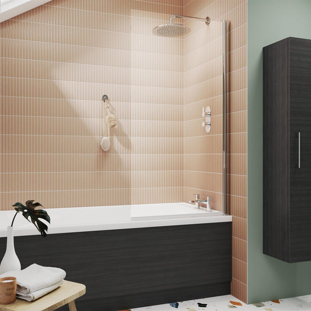 Aquarius Bathrooms Bath Screen Chrome Aquarius LevAqua Straight 6mm Hinged Bath Screen 1400 x 800mm