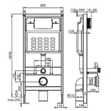 Imex Wall Hung WC Frame Imex Adjustable 1070-1270mm Wall Mounted Frame and Cistern with Stainless Steel Flush Plate