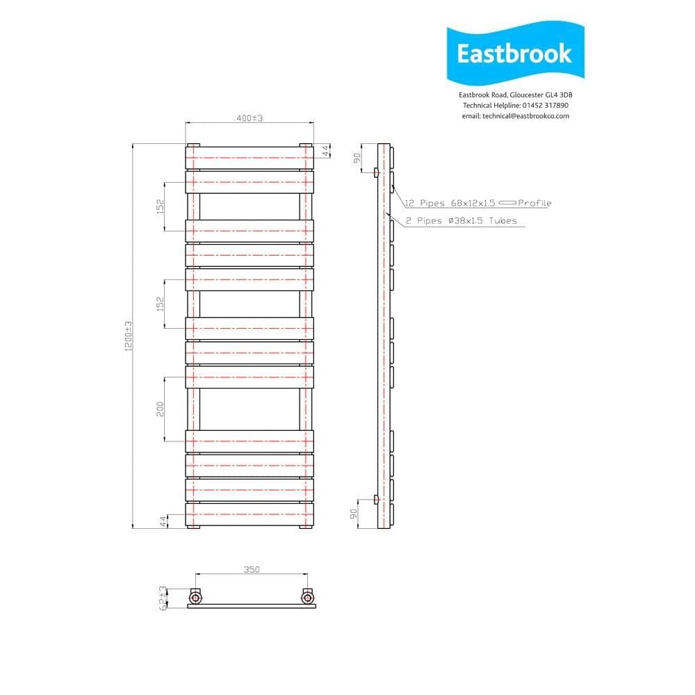 Eastbrook Designer Towel Rail Eastbrook Staverton Tube on Tube Straight Vertical Heated Towel Rail in Chrome