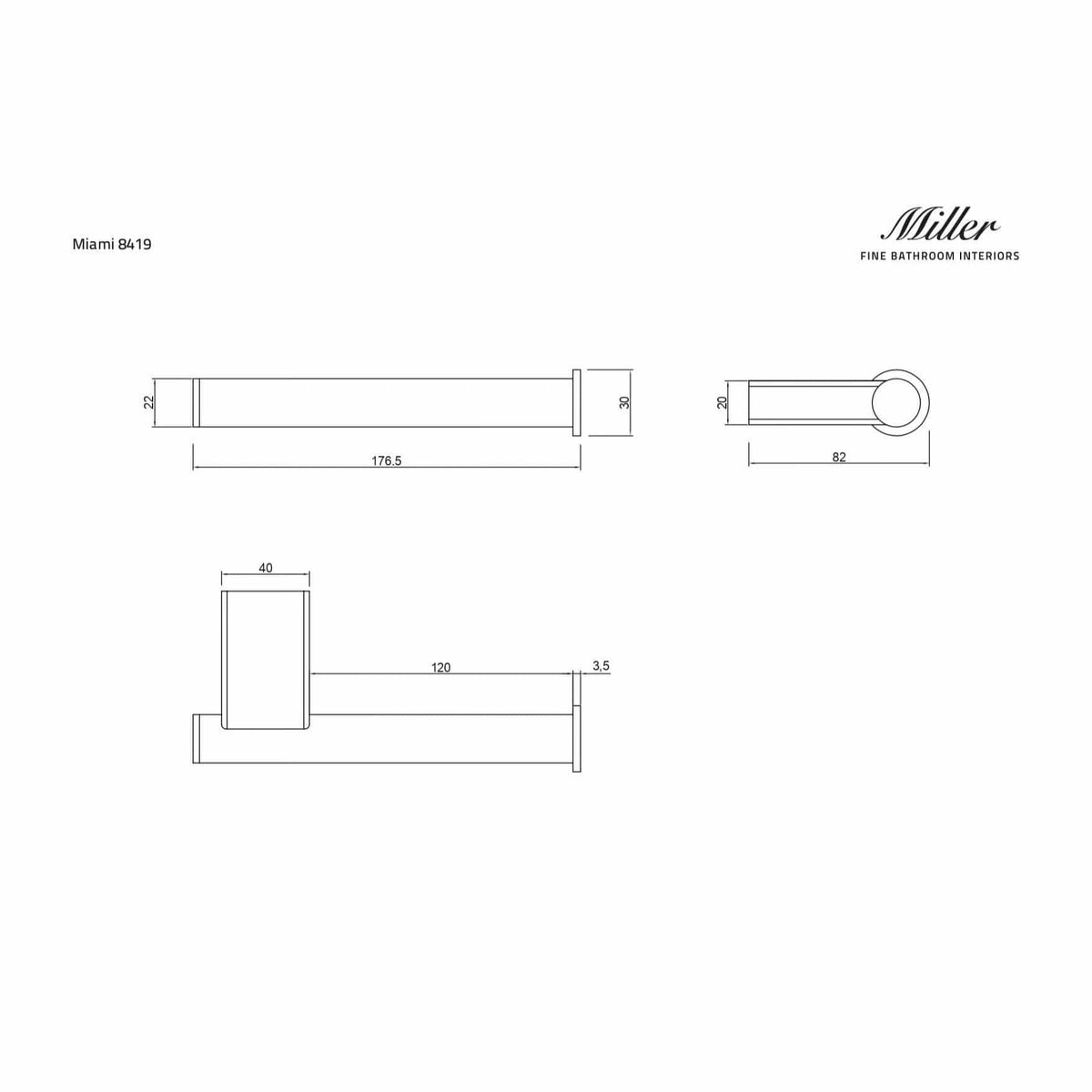 Miller Toilet Roll Holder Miller Miami Toilet/Spare Roll Holder in Gunmetal