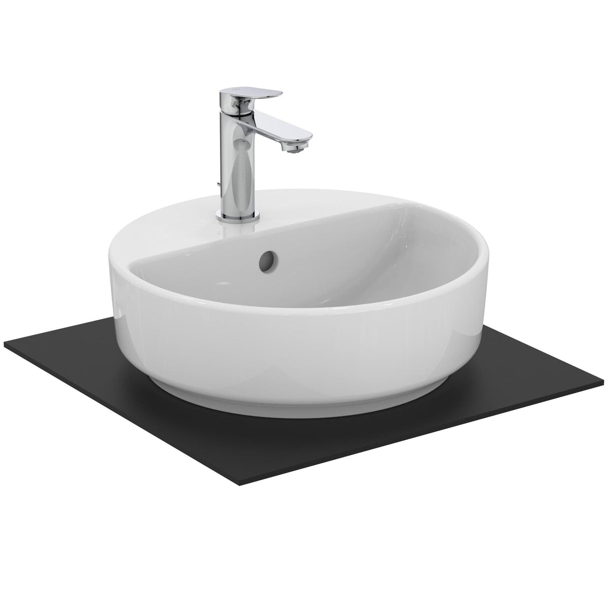 Ideal Standard Countertop Basin Ideal Standard i.life O Round 400mm 1 Tap Hole Countertop Basin in White Gloss