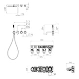 UK Bathroom Store Concealed Shower Set Crosswater Module Shower Set 10 with Pencil Handset and Bath Spout