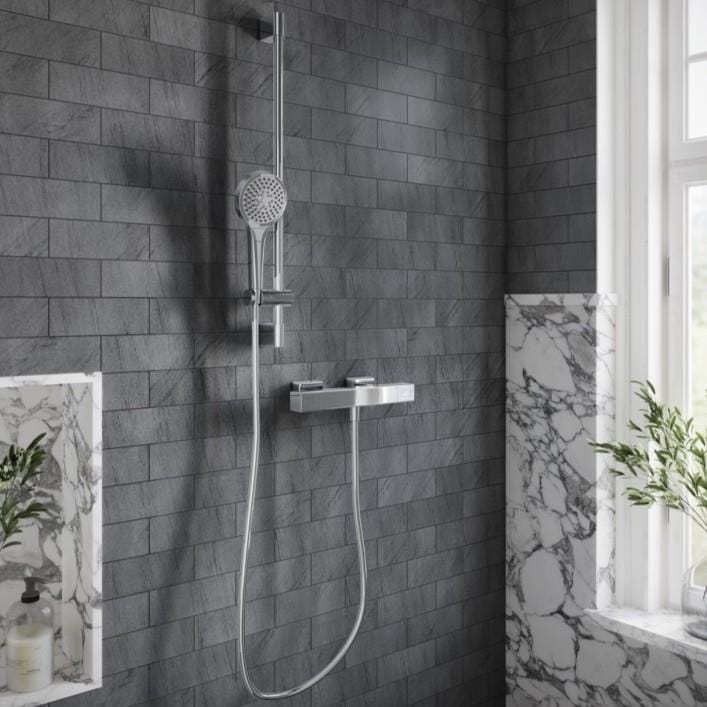 Villeroy & Boch Shower Riser Rail Villeroy & Boch Verve Riser Rail Shower Kit with Three Function Handset