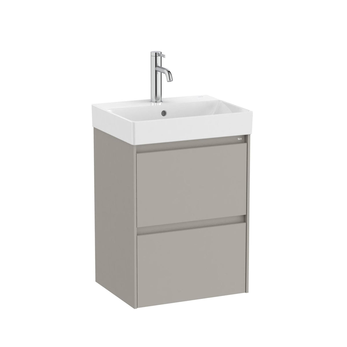 Roca Wall Mounted Vanity Unit Matt Grey Roca Ona 450mm Compact Wall Mounted Two Drawer Vanity Unit with Basin