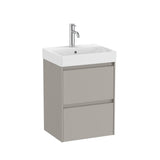 Roca Wall Mounted Vanity Unit Matt Grey Roca Ona 450mm Compact Wall Mounted Two Drawer Vanity Unit with Basin