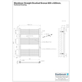 Eastbrook Ladder Rail Eastbrook Wendover Straight Heated Towel Rail in Brushed Gunmetal