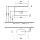 Villeroy & Boch Wall Mounted Vanity Unit Villeroy & Boch Arto Wall Mounted 800mm Two Drawer Vanity Unit with Basin