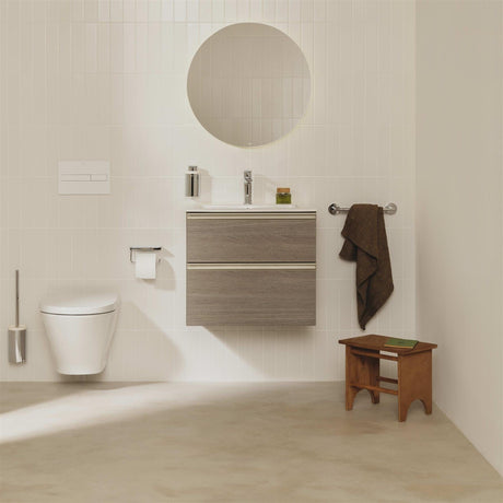 Roca Wall Mounted Vanity Unit City Oak Roca The Gap Compact Wall Mounted 600mm Two Drawer Vanity Unit with Basin