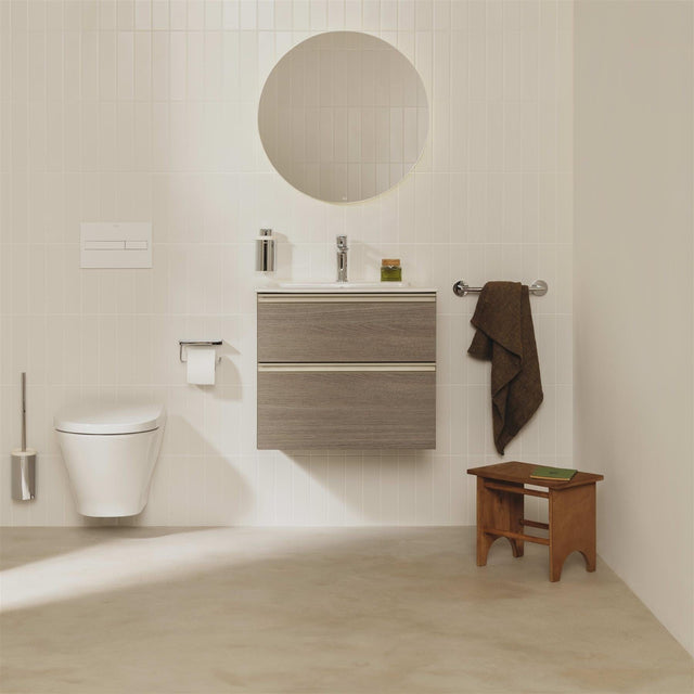 Roca Wall Mounted Vanity Unit City Oak Roca The Gap Compact Wall Mounted 600mm Two Drawer Vanity Unit with Basin