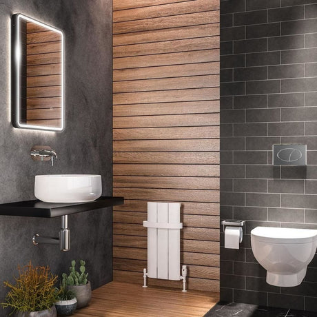 Eastbrook Panel Radiator 600 x 280 / Central Heating Eastbrook Peretti Straight Vertical Aluminium Radiator in Matt White