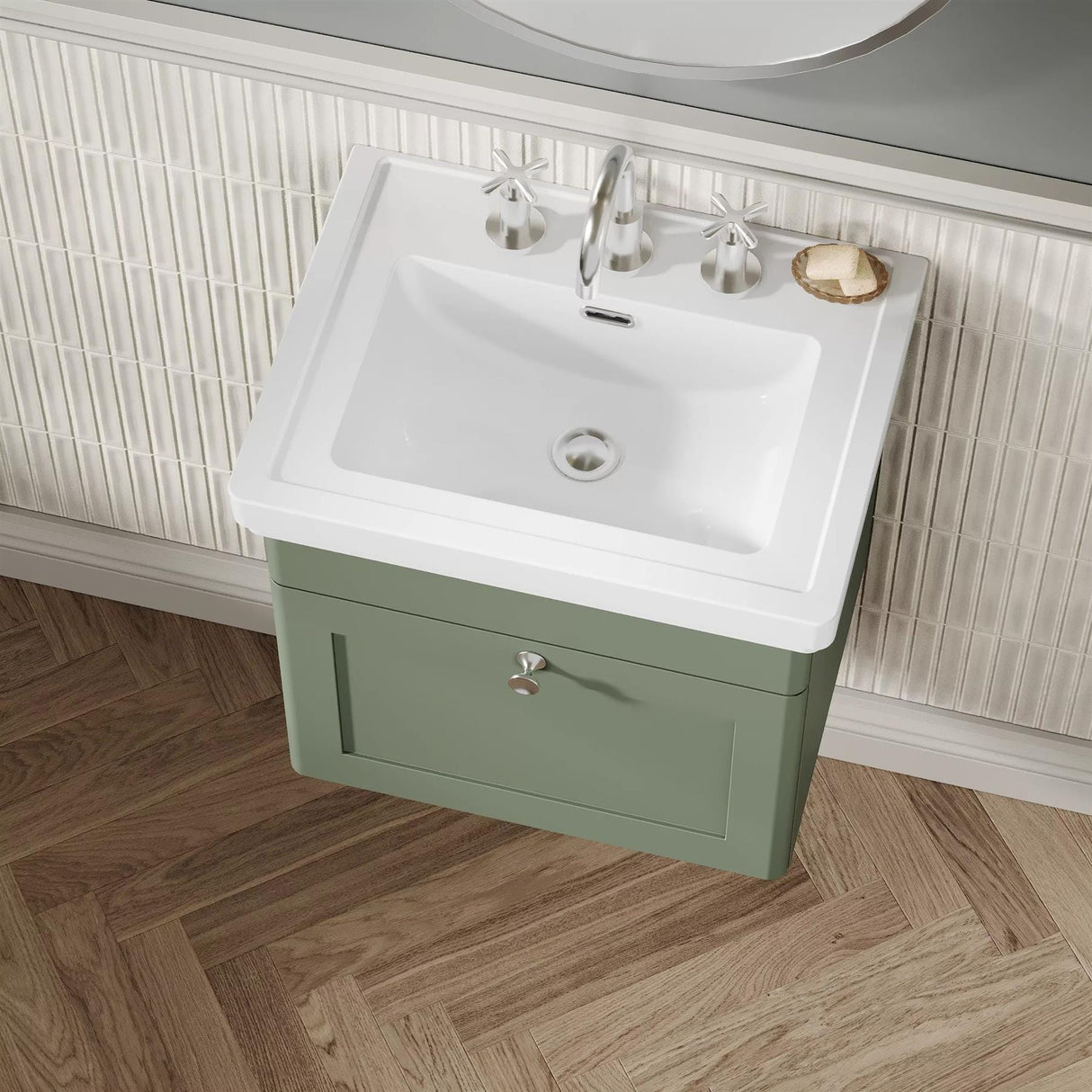 Aquarius Leighton 500mm Wall Mounted One Drawer Vanity Unit with Basin
