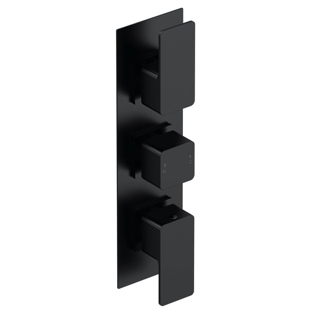 Aquarius Bathrooms Concealed Shower Valve Matt Black Aquarius Tetra 3-Outlet Triple Handle Thermostatic Concealed Valve with Diverter