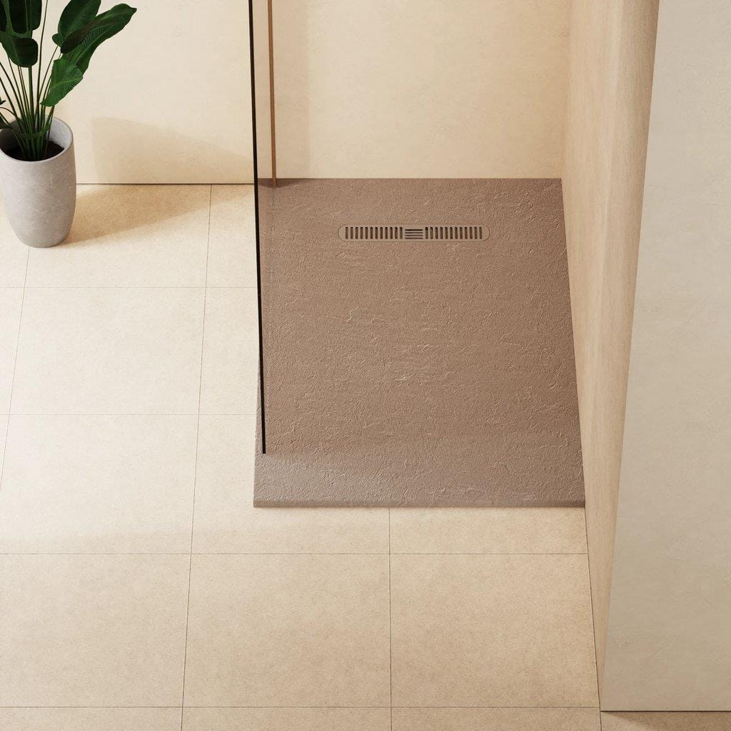Crosswater Rectangle Shower Tray Brown / 800 x 1200 Crosswater Vito Textured Rectangle Shower Tray with Waste